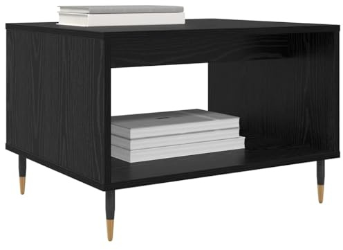 vidaXL Coffee Table Black oak 60 x 50 x 40 cm Engineered wood, Modern Industrial Coffee Table, Rectangular Design, Compact Size, Engineered Wood, Metal Frame, Stylish Living Room Furniture