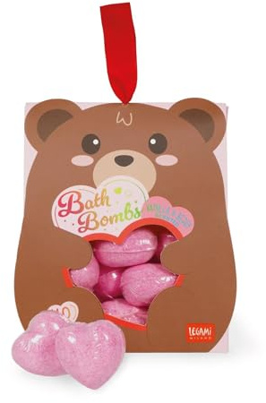 Legami – Set aus 10 Badebomben – Bath Bombs, herzförmig, duftend, aus natürlichen Inhaltsstoffen, 100% vegan, dermatologisch getestet