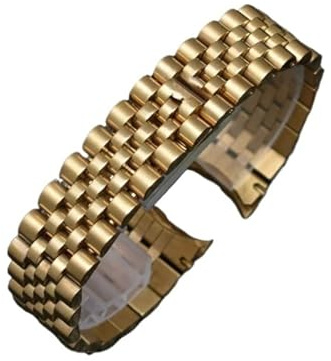 CAWEUER Uhrenzubehörband aus massivem Edelstahl, kompatibel mit Rolex DATEJUST DAY-DATE OYSTERPERTUAL DATE 904L Uhrenarmband 20 mm 21(Gold-5,20mm)