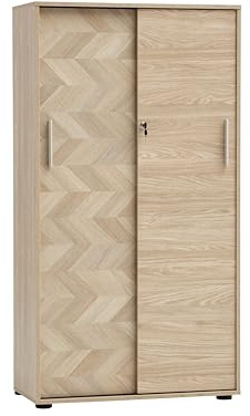 Schildmeyer Aktenschrank Arezzo 702099, abschließbar, Eiche hell Dekor/Fischgräten Dekor, 80 x 38,2 x 150 cm