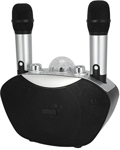 Tomantery Portable Wireless Karaoke Speaker Dual Microphones Family KTV Music Recording Equipment for Mobile Phone PC TV, ABS Material (S202-Double wheat)