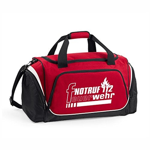 Hochwertige Feuerwehr Sporttasche - 62x32x30cm - 55 Liter - Tasche - Umhängetasche - Fitnessbag - Bag - Tragetasche - Reisetasche - Rettungsdienst - THW - Sportbag (Rot)