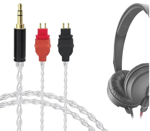 GEEKRIA Apollo Silver-Plated Audio Cable Compatible with Sennheiser HD25, HD25-C, HD 25 Headphones, 3.5mm Replacement Cord, Hi-Res, HiFi Headphone Upgrade Cable (5ft/1.5m)