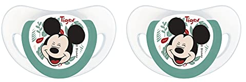 Tigex Set di 2 ciucci fisiologici in silicone Topolino, 18+ mesi