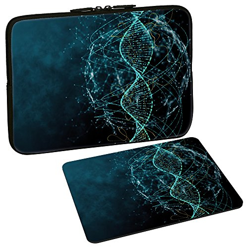 PEDEA Design Schutzhülle Notebook Tasche bis 15,6 Zoll (39,6cm) mit Design Mauspad, DNA Strings