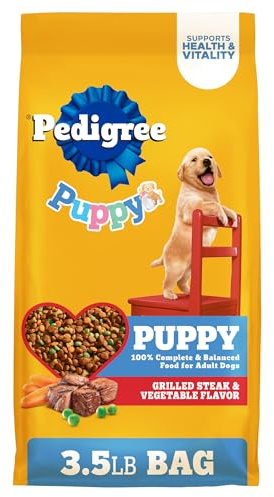 Pedigree Dry Puppy Food, Puppy Dry Food with Grilled Steak and Vegetable Flavor, 3.5 lb. Bag