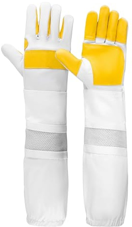 OZ ARMOUR Beekeeping Gloves - Protective Beekeeper Gloves with Mesh Ventilated Cuff Sleeve for Outdoor Activities (Large)