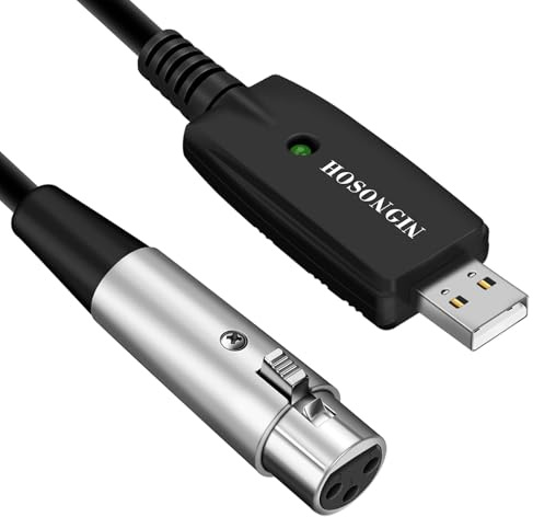 HOSONGIN USB Microphone Cable 10Ft, USB Male to XLR Female Mic Link Converter Cable Studio Audio Cable Connector Cords Adapter for Microphones or Recording