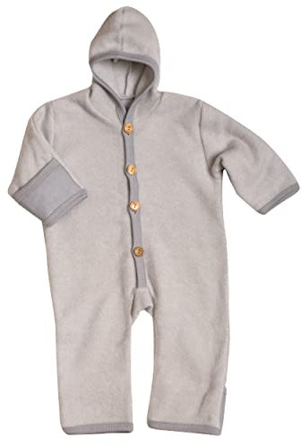Cosilana, NEU Baby Fleece Overall mit Umschlag, 60% Schurwolle (kbT), 40% Baumwolle (KBA) (62/68, Grau meliert)