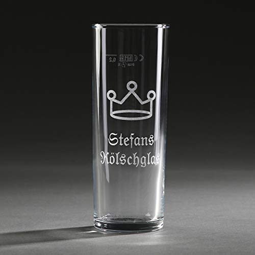 Kölsch Glas mit Gravur | Kölsch-Glas 0,2 Liter individuell gravieren lassen | Kölner Stange