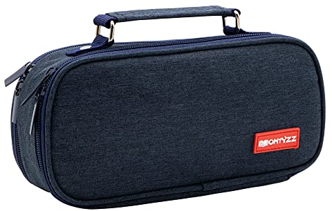 Federmäppchen Teenager Große Kapazität Federtaschen 2 Fach Mäppchen Mädchen Jungen Canvas Federtasche für Schule Arbeit Kosmetische AufbewahrungTasche Blau