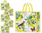 NymphFable 5 Stück Einkaufstasche Wiederverwendbare Zitronen Vogel Schmetterling Tote Bag Groß Tragetasche
