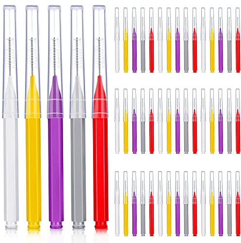 50 Spazzolini Interdentali Scovolini per Pulizia di Denti Stuzzicadenti Dentali Strumento con Testina di Filo Interdentale per Igiene Orale (Verde, Blu, Rosa, Arancione)