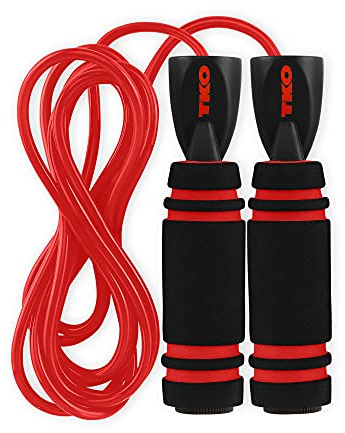 TKO - Corda da salto con pesi per adulti | 2,9 – 2,5 kg Pesi rimovibili | 2,5 m di lunghezza per allenamenti cardio esercizi, manici antiscivolo (antracite/rosso)
