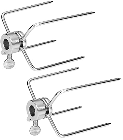 NAIZY Fourchette à Viande pour Accessoires de Rôtisserie Ensemble de 2 Aiguilles à Viande en Acier Inoxydable avec vis de Blocage pour Rôtisserie, Poulet, Shish Kebab et Bien Plus Encore