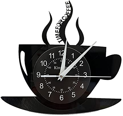 Smotly Vinyl Wanduhr Kaffee Zeit Design - Restaurant Dekoration Geschenk