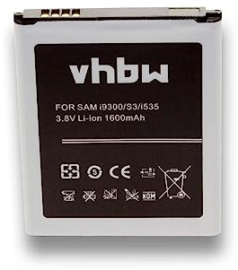 vhbw Akku kompatibel mit Samsung Galaxy GT-i9301, S3 Neo, S3, GT-i9305 LTE, GT-i9305, S3 LTE Handy Smartphone Telefon (1600mAh, 3,7V, Li-Ion)