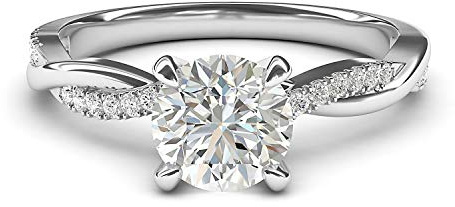 Sterling Silver 4-Prong Petite Twisted Vine 1.0 CT Genuine Moissanite Engagement Ring Promise Bridal Ring (7)