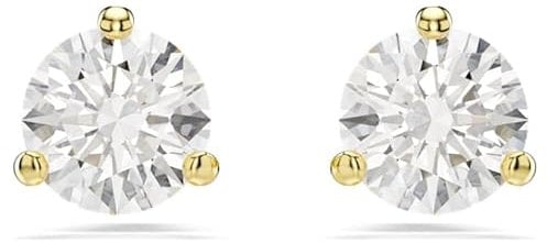 Swarovski Solitaire Ohrstecker, Rundschliff, Weiß, Goldlegierungsschicht