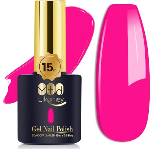 YTD Likomey Smalto Semipermanente per Unghie in gel,15ml Rosa caldo UV LED Smalti Semipermanenti Professionale Manicure Gel Nail Polish