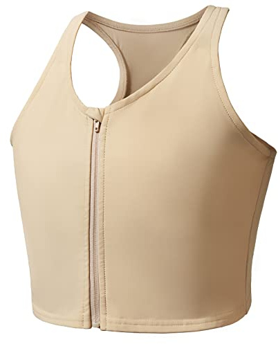 Wonababi Chest Binder, Ultra Flat Trans Binder mit zentralem Reißverschluss FTM Binder BH | Ultraflache Kompression für glatte Optik. Weiches, atmungsaktives Material mit ganztägigem Tragegefühl für Transgender