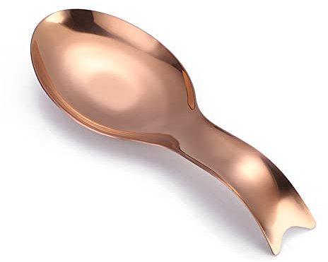 1 Piece Stainless Steel Spoon Rest Fish Shape Spoon Holder Utensil Rest Utensil Spoon Holder Spatula Ladle Holder for Spoons Ladle Spatula Cooking Utensils or Kitchen Tools, Rose Gold
