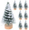 FOMIYES Miniature Christmas Tree: Mini Pine Tree - 10Pcs Snow Frost Tree with Wooden Base Xmas Small Bottle Brush Trees for Christmas Winter Decoration