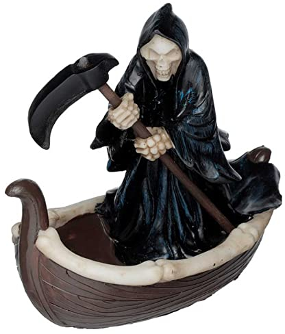 mtb more energy Deko Figur ''Deadly Crossing'' - Figur Tod in Boot mit Sense - Dekoration Sensenmann Fantasy Horror
