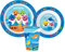 Microwave Safe 3pcs Cartoon Character Dinner Tableware Set Plate, Bowl & Cup, BPA Free re-usable Plastic (Baby Shark)