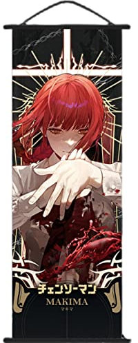 Sonsoke Anime-Wandkunst-Poster, Wandbehang, Rollposter, Leinwand-Kunst, Wandrahmen, Schlafzimmerdekoration, 70 x 25 cm (Makima 1)