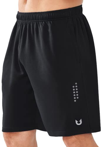 NORTHYARD Sport Shorts Herren Leichte Mesh Sporthose Kurz Schnelltrockende Kurze Hosen Laufhose mit Reißverschlusstasche für Basketball Tennis Fitness, Schwarz, L