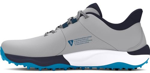 Under Armour Drive Pro Chaussures de golf larges sans crampons pour homme, (101) Mod Gray/Capri/Midnight Navy, 8 Wide