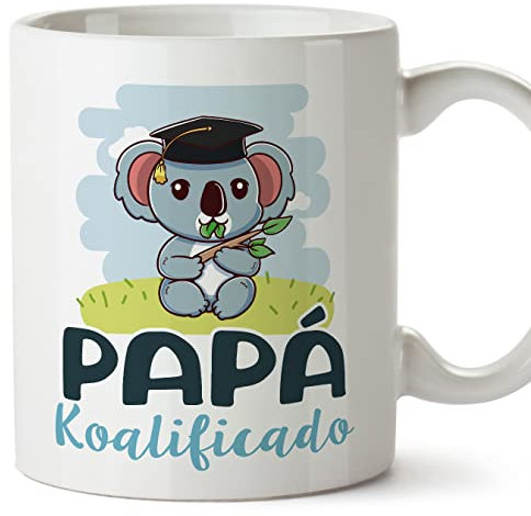 MUGFFINS Tazas para PADRE/PAPÁ - En Español - Koalificado/koalificada - 11 oz / 330 ml - Regalo original y divertido
