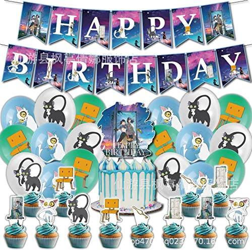 Anime Party Deko Set, Suzume Thema Party Dekoration, Tojimari Geburtstagsballon Set Mit Luftballons, Banner Puller, Geeignet Für Kinder Motto Geburtstagspartys 33pcs
