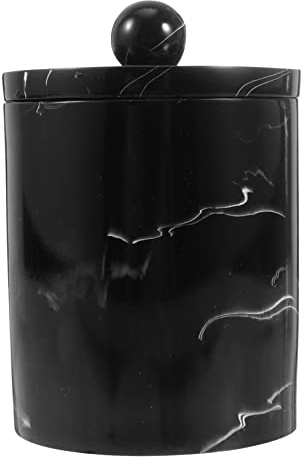 Cabilock 1 Pc Caja De Hisopos De Algodón De Mármol Botella De Soporte De Hisopo De Algodón Estuche para Palillos De Esponjas De Maquillaje Ronda Resina Botella De Palillo De