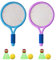 Fyihoxi 8 Stück Federball Set Kinder, 2pcs Kinder Tennisschläger+3pcs Badminton+3pcs Schwammball, Beachball Set Kinder, Soft Tennis Kinder für Kinder Indoor/Outdoor-Sportspiel
