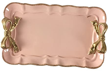 Warmhm Pink Serving Platter Bow Tie Plates Vintage Resin Tray Snacks Serving Tray Dinner Plate Dessert Jewelry Storage Tub Dessert Dish Dressing Table Food