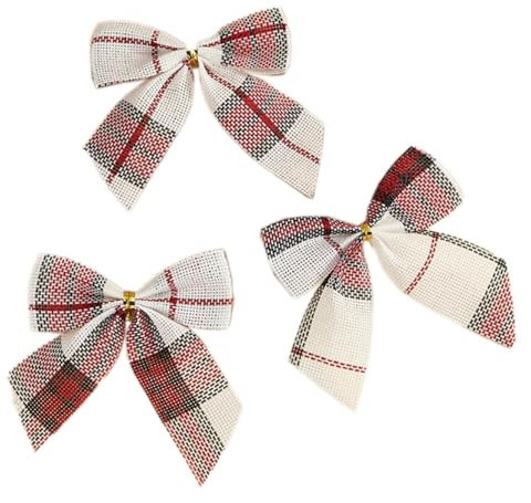 20 Stück Schleifen Weihnachtsbaum,Weihnachtsschleife Dekoschleife Glöckchen Weihnachtsbaumschmuck Zierschleifen Dekoration für Christbaumschmuck Hochzeit Geburtstag Weihnachten,Rot-weiß kariert