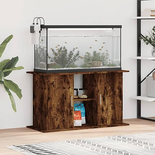 Homgoday Aquariumständer Aquarium Tisch Aquarium Unterschrank Aquarienunterschrank Aquarien Schrank Terrarium Schrank Räuchereiche 101x41x58 cm Holzwerkstoff