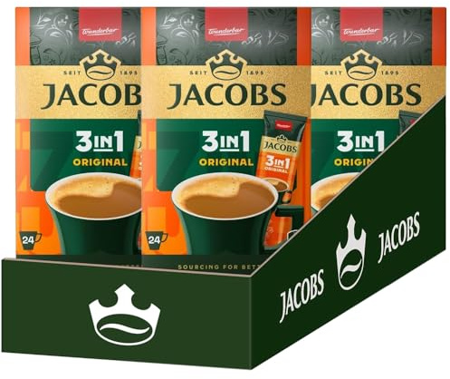 Jacobs 3-in-1 Instant Coffee Sticks, Pack of 72