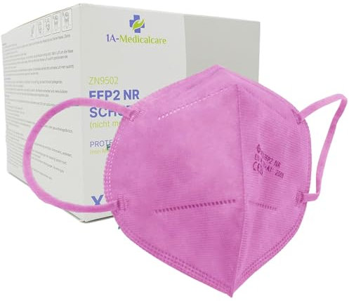 1A-Medicalcare 10x FFP2 Atemschutzmasken CE 2834 zertifiziert, Einzelverpackung in PE-Beuteln, 5-Lagen, inkl. Ohrentlastungsclips, atmungsaktiv & angenehmes Tragegefühl