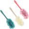 Yelschwa Lot de 3 brosses de bain à long manche en éponge pour le corps et le dos en luffa sur un bâton pour le nettoyage du dos à suspendre