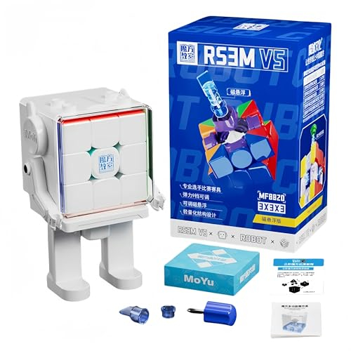 MOYU RS3M V5 Magnetischer 3x3x3 Speed Cube, Stickerless Professional Ball Core UV Maglev Magic Cube Roboter, 3D Puzzle Magic Toy for Kids & Adults (Maglev Version (Cube Robot))