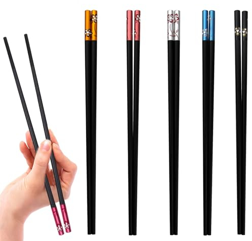 Baguettes Réutilisables,Baguette Chinoise,Baguettes Alliage,Baguettes en Métal Réutilisables,Baguette Japonaise Baguettes en Fibre de Verre Réutilisables Passent Pointe Texturée en Alliage