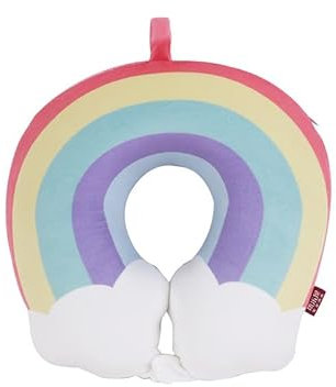 TROYSINC Reisekissen Kinder Nackenkissen Regenbogen U-Geformte Nackenstützkissen, Niedliche Regenbogen Kopfstütze Reise Schlafkissen (Rosa)