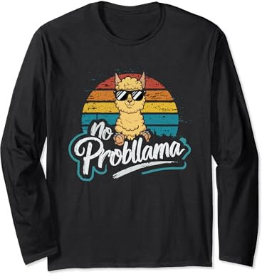 Lustiges Lama mit Sonnenbrille No Probllama Cute Lama Vintage Langarmshirt