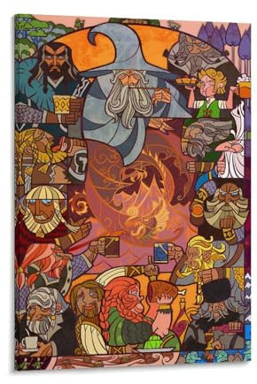 KPOKAHT Poster Dinner for The Dwarves of Middle-Earth, Heimdekoration, Wandkunst, zum Aufhängen, Bild, Druck, dekoratives Gemälde, Poster, 60 x 90 cm