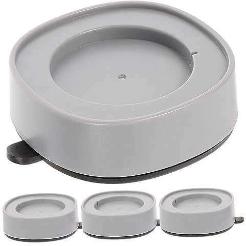 CRILSTYLEO 4 Pièces Tapis De Sol Machine a Laver Haut à Linge Bas De Machine à Laver Coussin Anti-Vibration Support pour Laveuse Et Sécheuse Pieds De Frigo Light Grey Plastique
