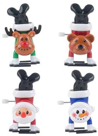 GWAWG 4 Stück Weihnachts-Aufziehspielzeug für Kinder, Aufziehspielzeug Weihnachten, Aufziehbares Frühlingsspielzeug, Lustiges Springspielzeugmkleine Kinder