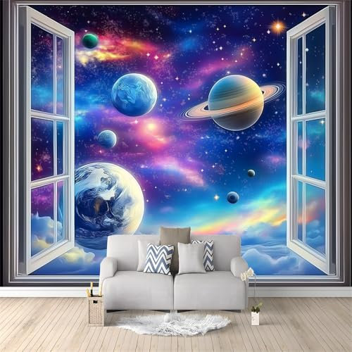 Papier Peint Intissé 400 x 280 cm Panoramique Image Galaxie De L'Univers Fantastique Maison Chambre TV Mur Déco Photo Murale Décorative Tenture Murale Papier Peint Coloré pour Décoration Salon
